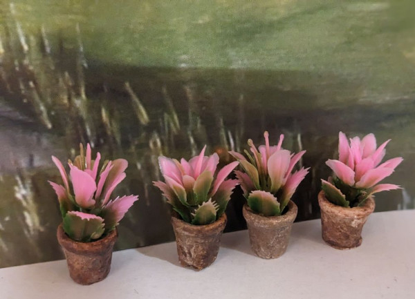 4 x Blumen in Topf Krippenbotanik Krippenbaumaterial