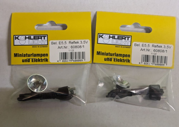 2 x Reflektor mit Birne, E 5.5, Krippenbeleuchtung Krippenelektrik