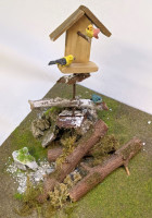 Vögel auf Baumrinde/Ästen, Krippenbau, Krippenzubehör Vögel auf Baumrinde/Ästen, Krippenbau, Krippenzubehör