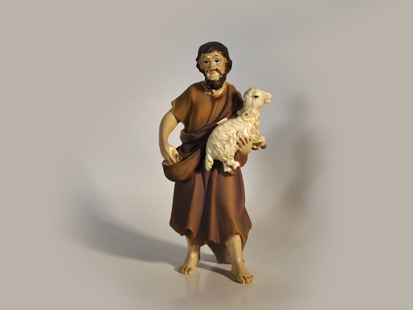 Schäfer mit Schaf, 12 cm, Krippenfigur