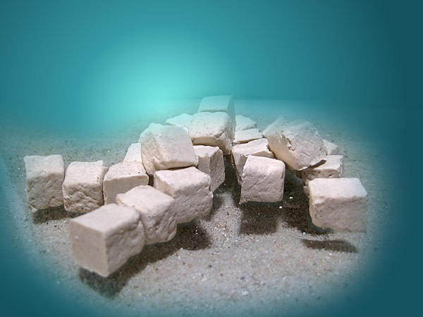 25 quadratische Ruinenbausteine, sandfarbig (ocker)