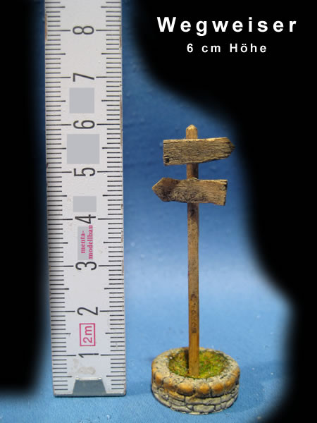 Wegweiser aus Echtholz, handgefertigt für 4 cm Figuren