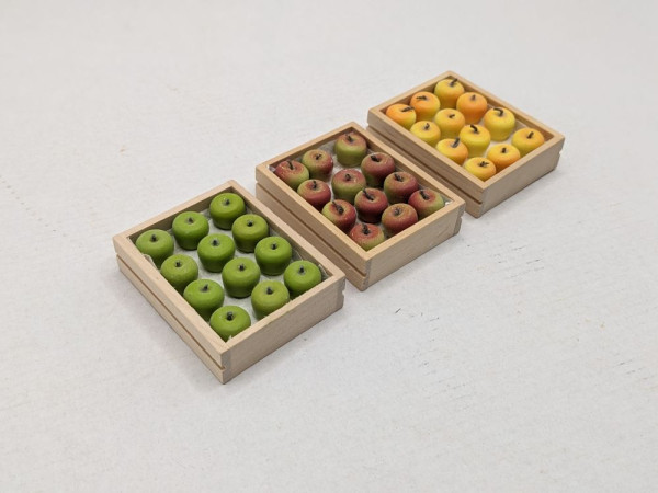 3 x Kiste mit je 12 Äpfeln verschiedene Obst Krippenbaumaterial