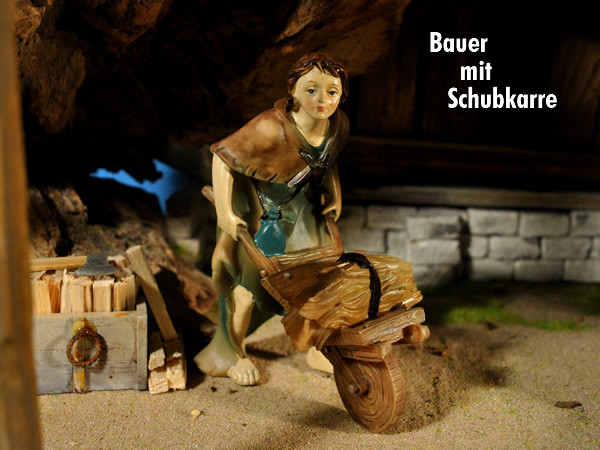 Bauer mit Schubkarre, 12 cm, Krippenfigur