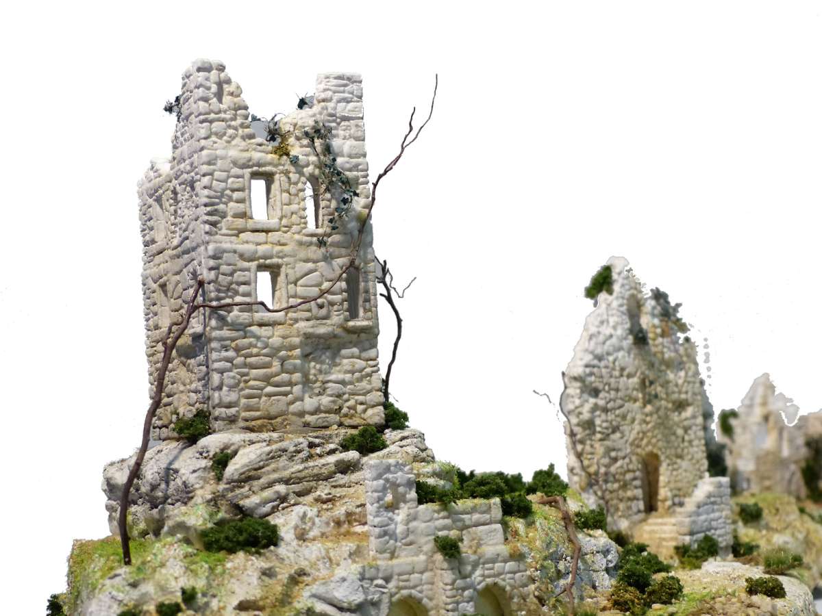 Burgruine Nebelfels Modellbau Set Spur H0 - Hartgips Bausatz Für Modelleisenbahn